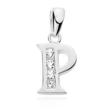 Silver (925) pendant white zirconia - letter P