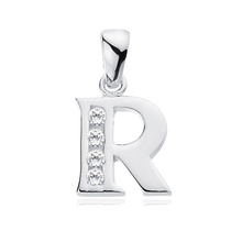 Silver (925) pendant white zirconia - letter R