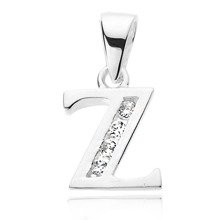 Silver (925) pendant white zirconia - letter Z