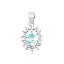 Silver (925) pendant with aquamarine colored zirconia