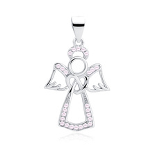 Silver (925) pendant with light pink zirconia - angel