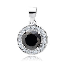 Silver (925) pendant with round black zirconia