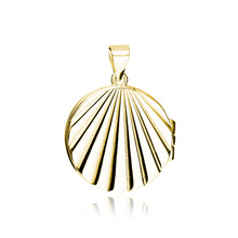 Silver (925) polished gold-plated pendant - seashell locket