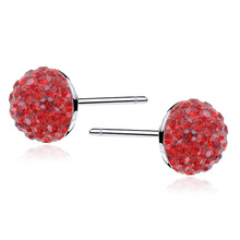 Silver (925) red earrings - half ball