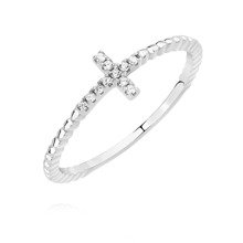 Silver (925) ring - cross with white zirconia