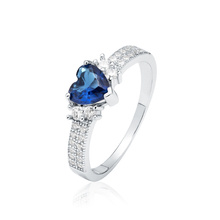 Silver (925) ring heart - sapphire zirconia