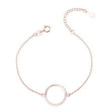 Silver (925) rose gold - plated bracelet - circle with zirconia