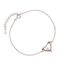 Silver (925) rose gold-plated bracelet, heart with zirconia