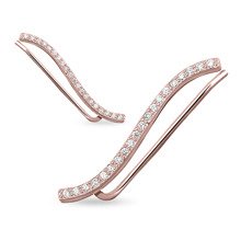 Silver (925) rose gold-plated cuff earrings with zirconia