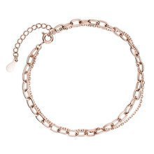 Silver (925) rose gold-plated double chain bracelet