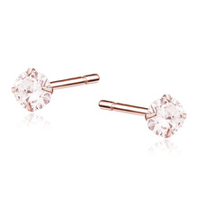 Silver (925) rose gold-plated earrings round zirconia diameter 4mm