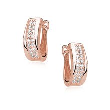 Silver (925) rose gold-plated earrings white zirconia