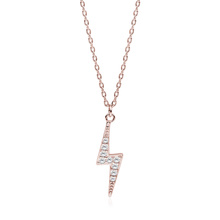Silver (925) rose gold-plated necklace - lightning with zirconias