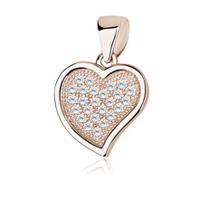 Silver (925) rose gold plated pendant - hollow heart with zirconia