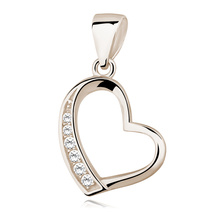 Silver (925) rose gold-plated pendant - hollow heart with zirconia