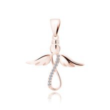 Silver (925) rose gold-plated pendant with white zirconias - angel and infinity sign