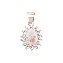 Silver (925) rose gold-plated pendant zirconia - morganite and white zirconia