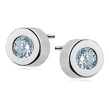 Silver (925) round earrings auamarine zirconia