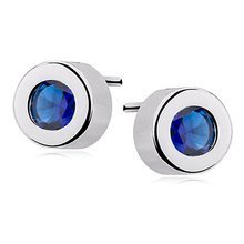 Silver (925) round earrings sapphire zirconia