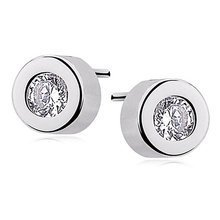 Silver (925) round earrings white zirconia