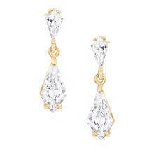 Silver (925) stylish, bridal earrings with zirconia, gold-plated