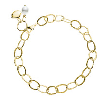 Silver (925) textured gold-plated bracelet - pearl and shell