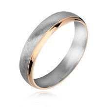 Silver (925) wedding ring for men - satin with gold-plated elements