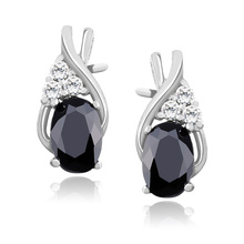 Silver, delicate earrings (925) with black zirconia