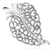 5295 - Silver (925) brooch feather - - Silver Jewelry - Brooches 