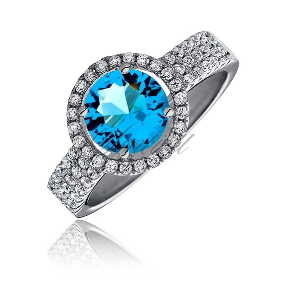 Beautiful Silver (925) ring with aquamarine zirconia