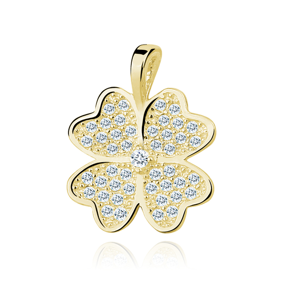 Silver (925) Clover pendant with zirconia gold-plated