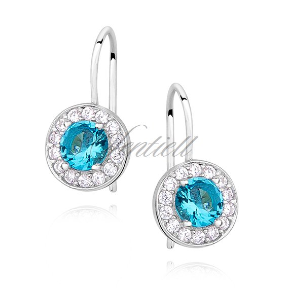 Silver (925) Earrings aquamarine colored zirconia