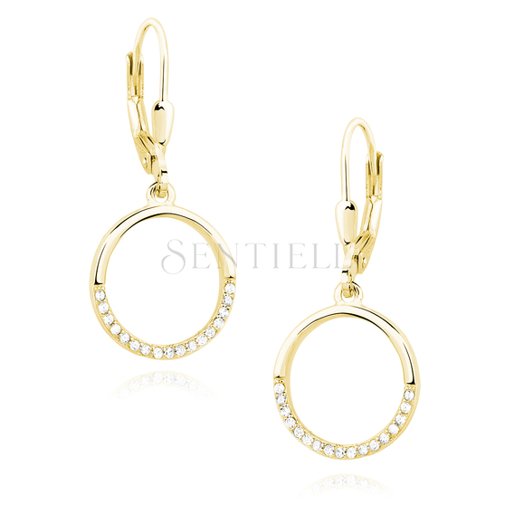 Silver (925) Earrings - cirlce with white zirconia