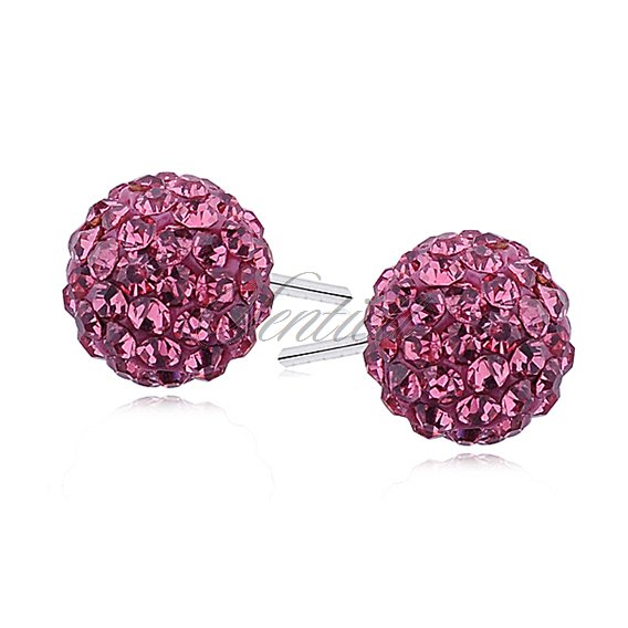 Silver (925) Earrings disco ball 8mm rose