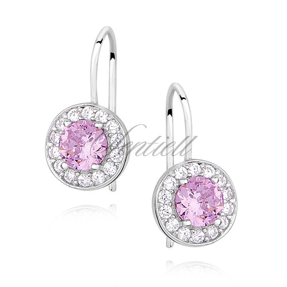 Silver (925) Earrings light pink colored zirconia