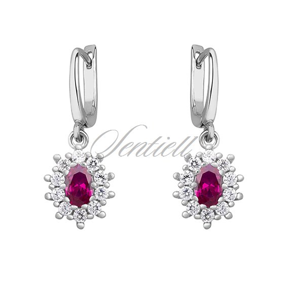 Silver (925) Earrings ruby colored zirconia