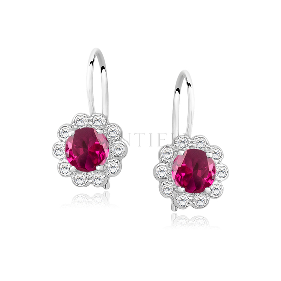 Silver (925) Earrings ruby colored zirconia