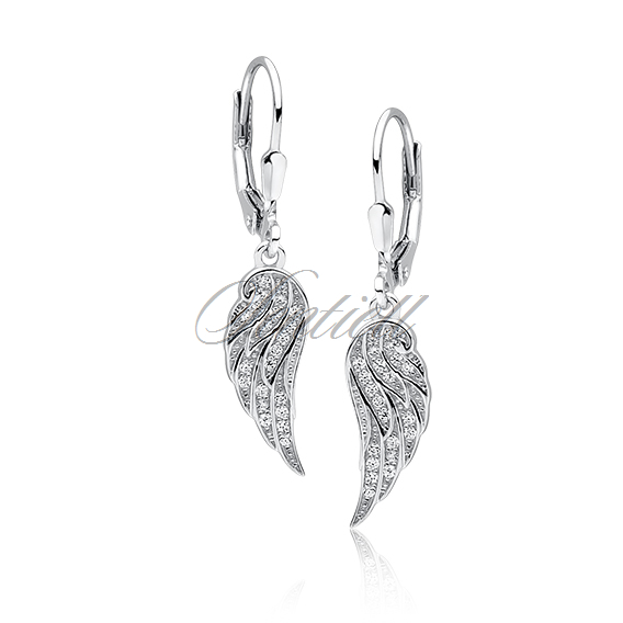 Silver (925) Earrings - wings with white zirconia