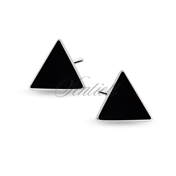 Silver (925) black enameled earrings - triangles