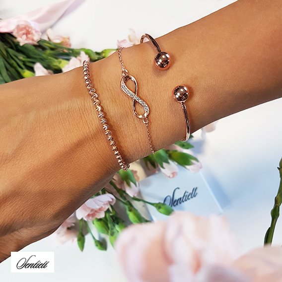 Silver (925) bracelet Infinity with zirconia rose gold-plated