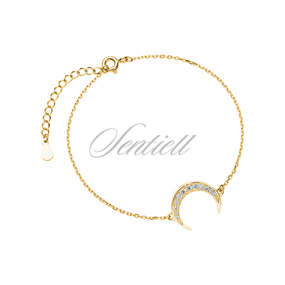 Silver (925) bracelet - gold-plated crescent with zirconia