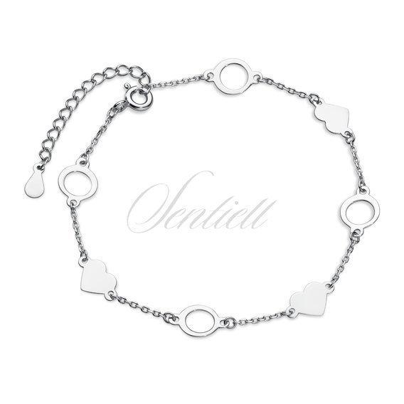 Silver (925) bracelet heart and circle