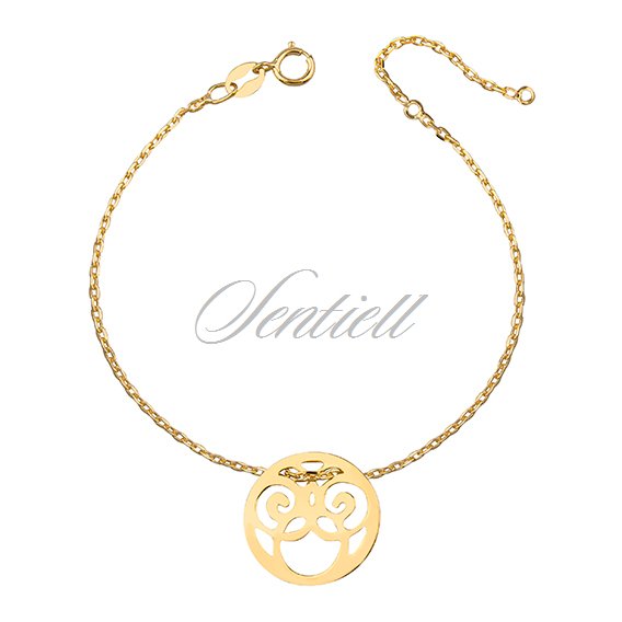 Silver (925) bracelet - openwork circle, gold-plated