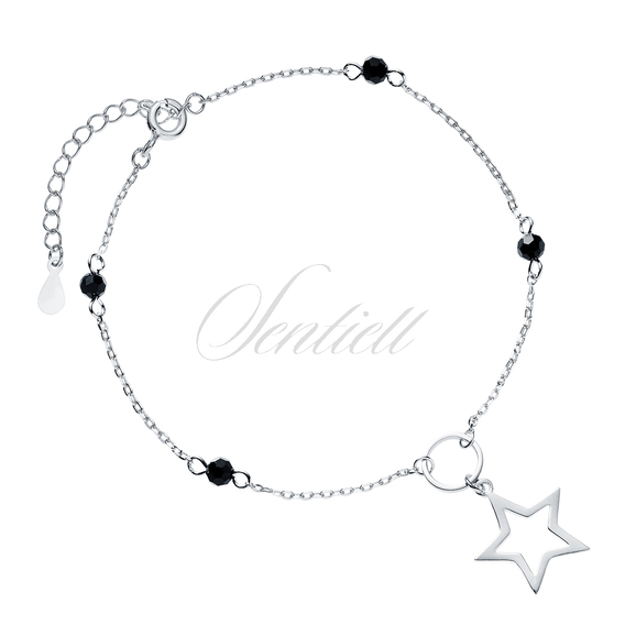 Silver (925) bracelet with star black spinels