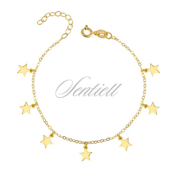 Silver (925) bracelet with star pendants, gold-plated