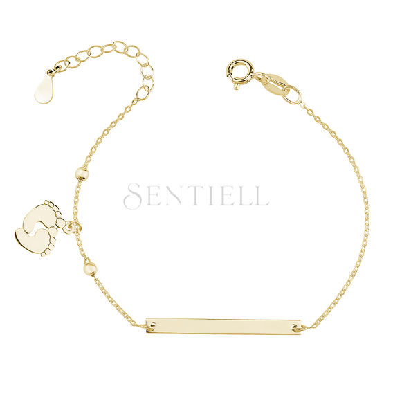 Silver (925) bracelet with tag - little feet, gold-plated