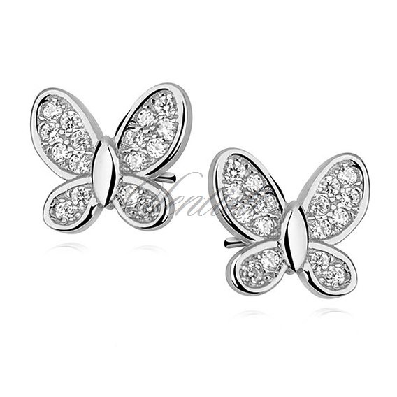 Silver (925) butterfly earrings with zirconia