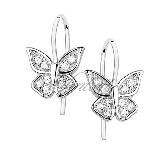 Silver (925) butterfly earrings with zirconia
