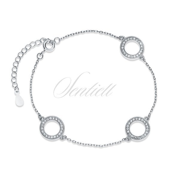 Silver (925) delicate bracelet - circles with zirconias