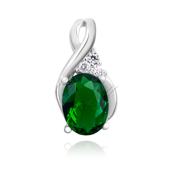 Silver (925) delicate pendant with emerald zirconia